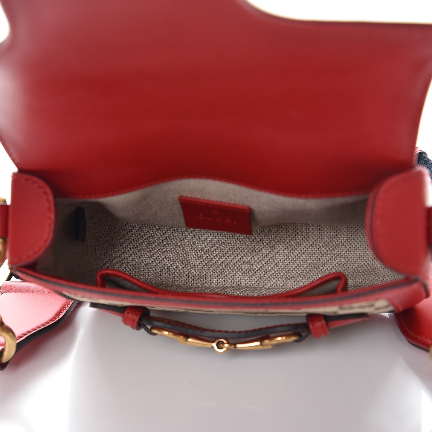 Monogram Ruinart Calfskin Small Lady Web Shoulder Bag Beige Ebony Hibiscus Red