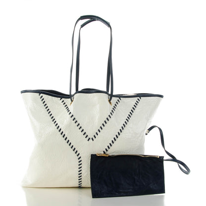 Saint Laurent Lambskin Patent Large Neo Double Reversible Tote Navy White 3 of 8