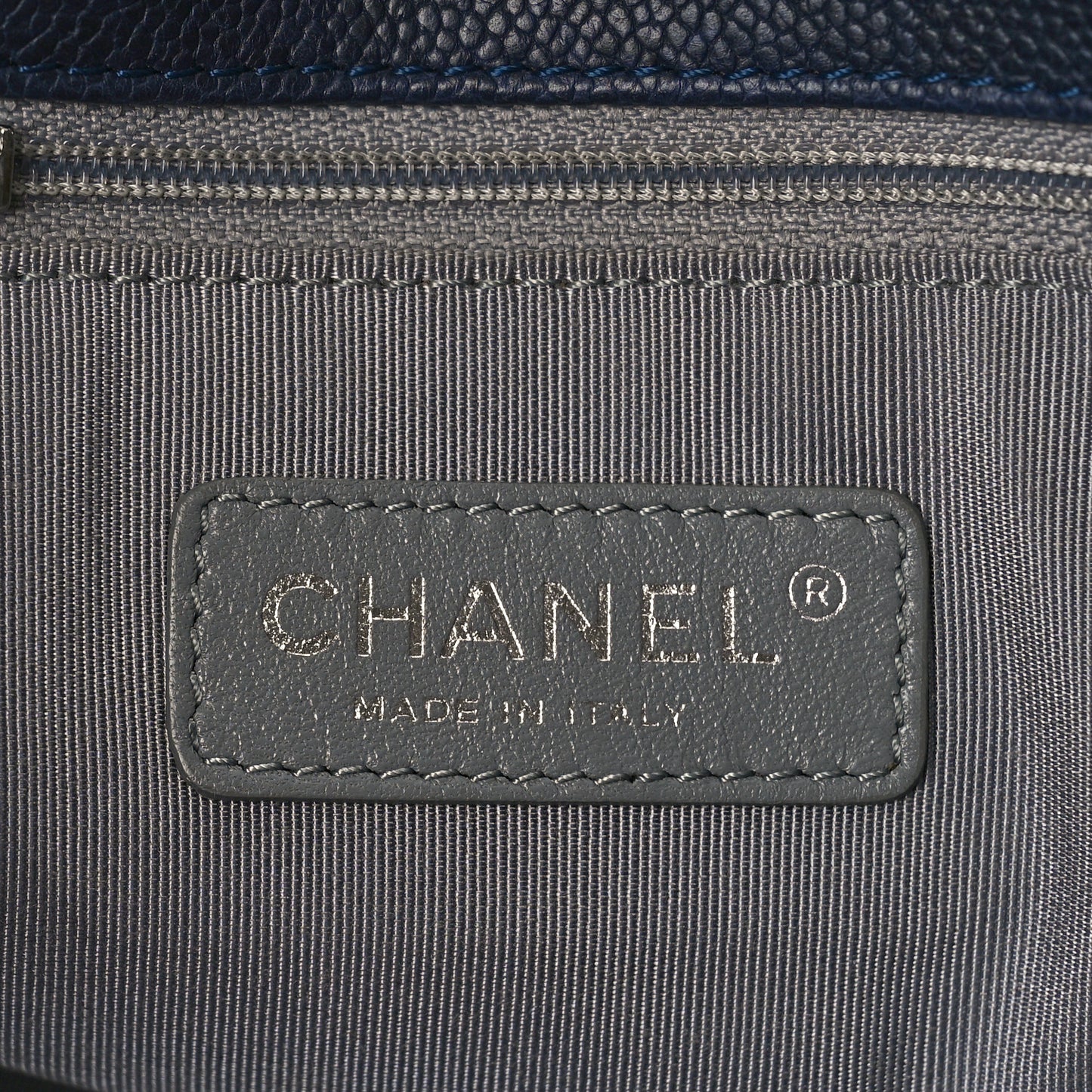 Caviar Quilted Medium French Riviera Flap Dark Navy Blue