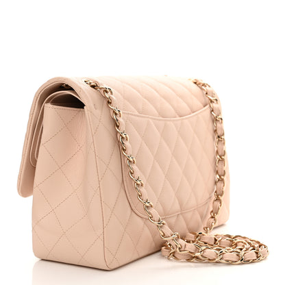 Chanel Caviar Quilted Jumbo Double Flap Light Beige 2 of 12