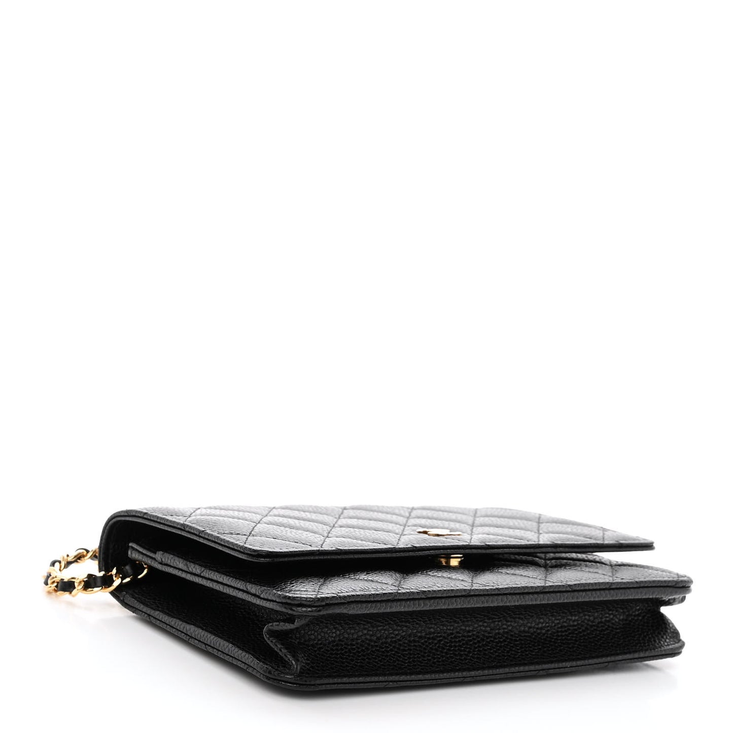 Caviar Quilted Wallet on Chain WOC Black
