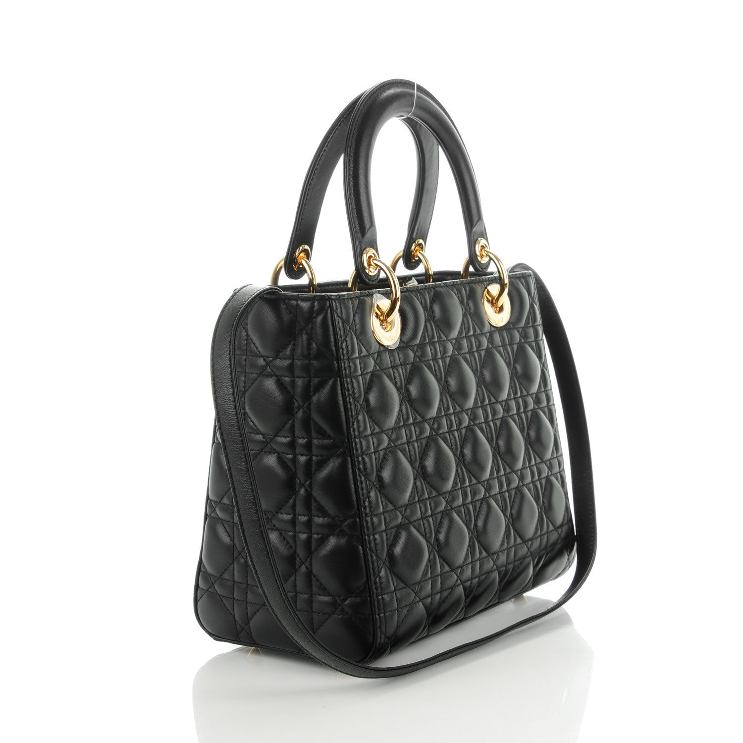 Christian Dior Lambskin Cannage Medium Lady Dior Black 3 of 7