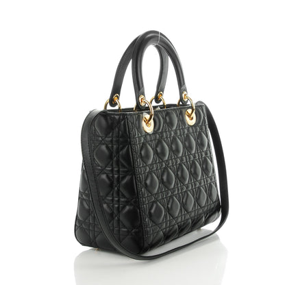 Christian Dior Lambskin Cannage Medium Lady Dior Black 3 of 7