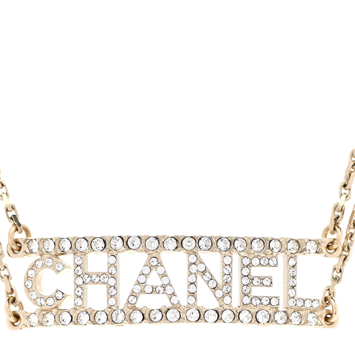 Metal Crystal Logo Choker Necklace Gold