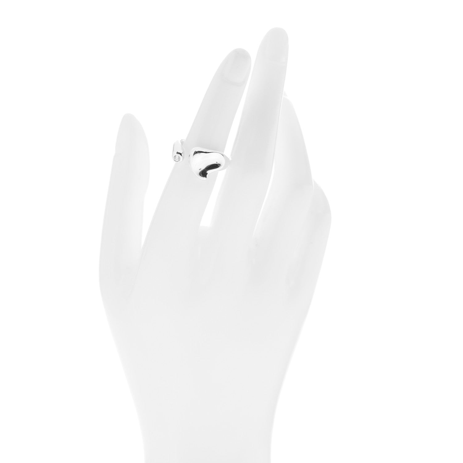 Tiffany Sterling Silver Diamond Elsa Peretti Full Heart Ring 49 5 2 of 5