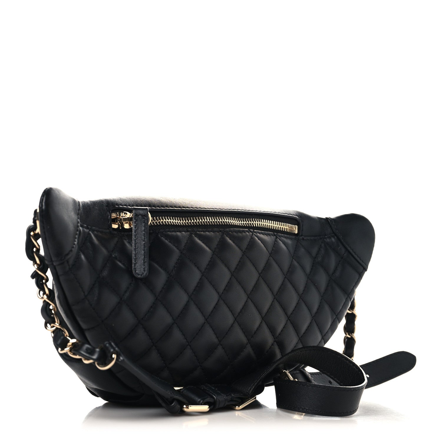 Chanel Lambskin Quilted Waist Bag Fanny Pack Black 3 of 10