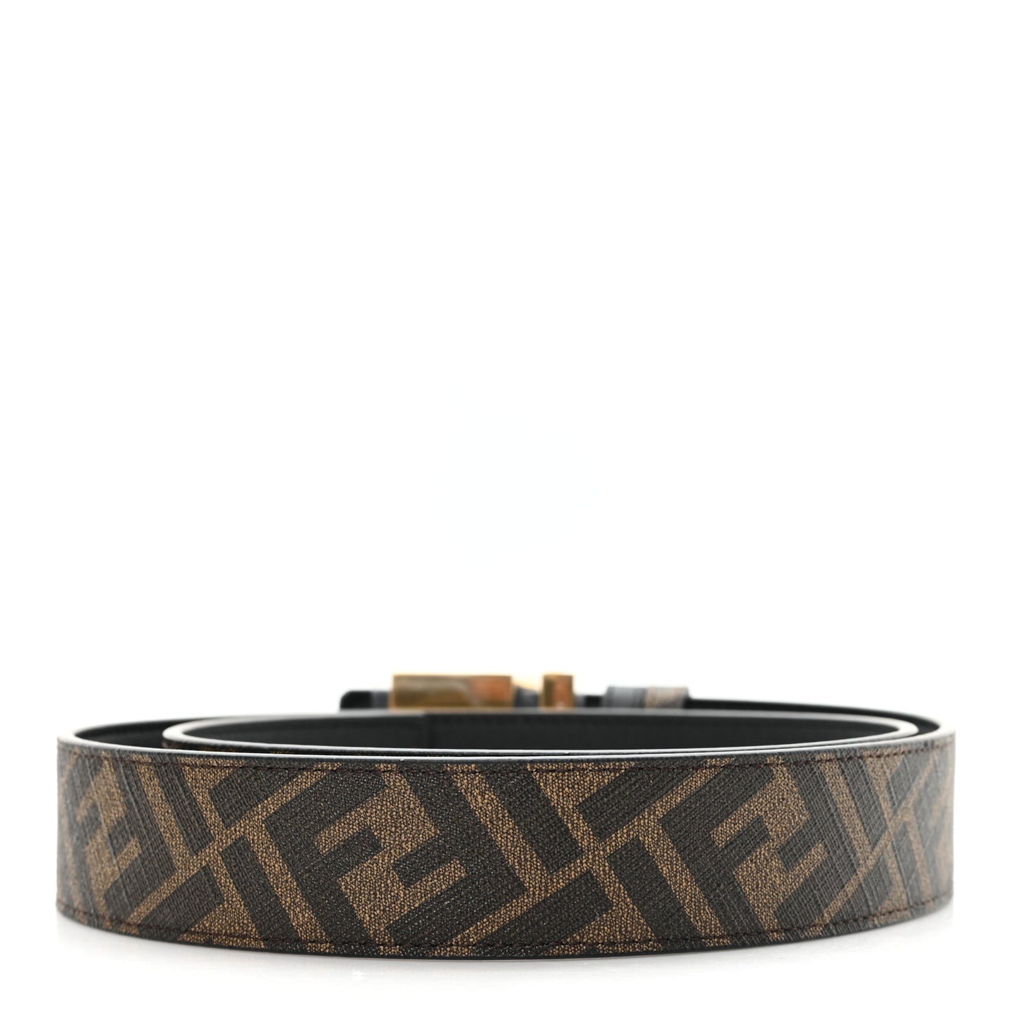 Cuoio Romano Glazed Fabric FF 1974 Reversible Belt 90 36 Black Tobacco Moro