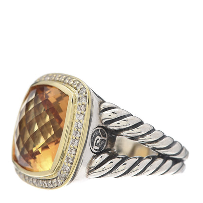 David Yurman Sterling Silver 18K Yellow Gold Diamond Citrine 14mm Albion Ring 62 10 3 of 5
