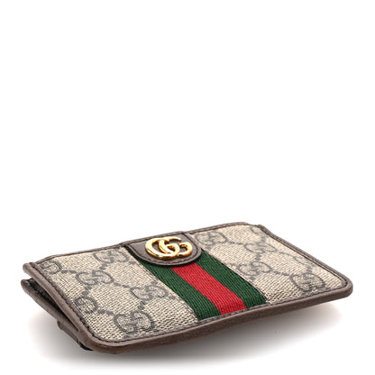 Gucci GG Supreme Monogram Web Ophidia Zip Card Case Brown 4 of 8