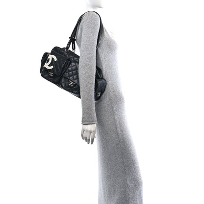 Chanel Calfskin Quilted Large Cambon Multipocket Reporter Black White 2 of 15