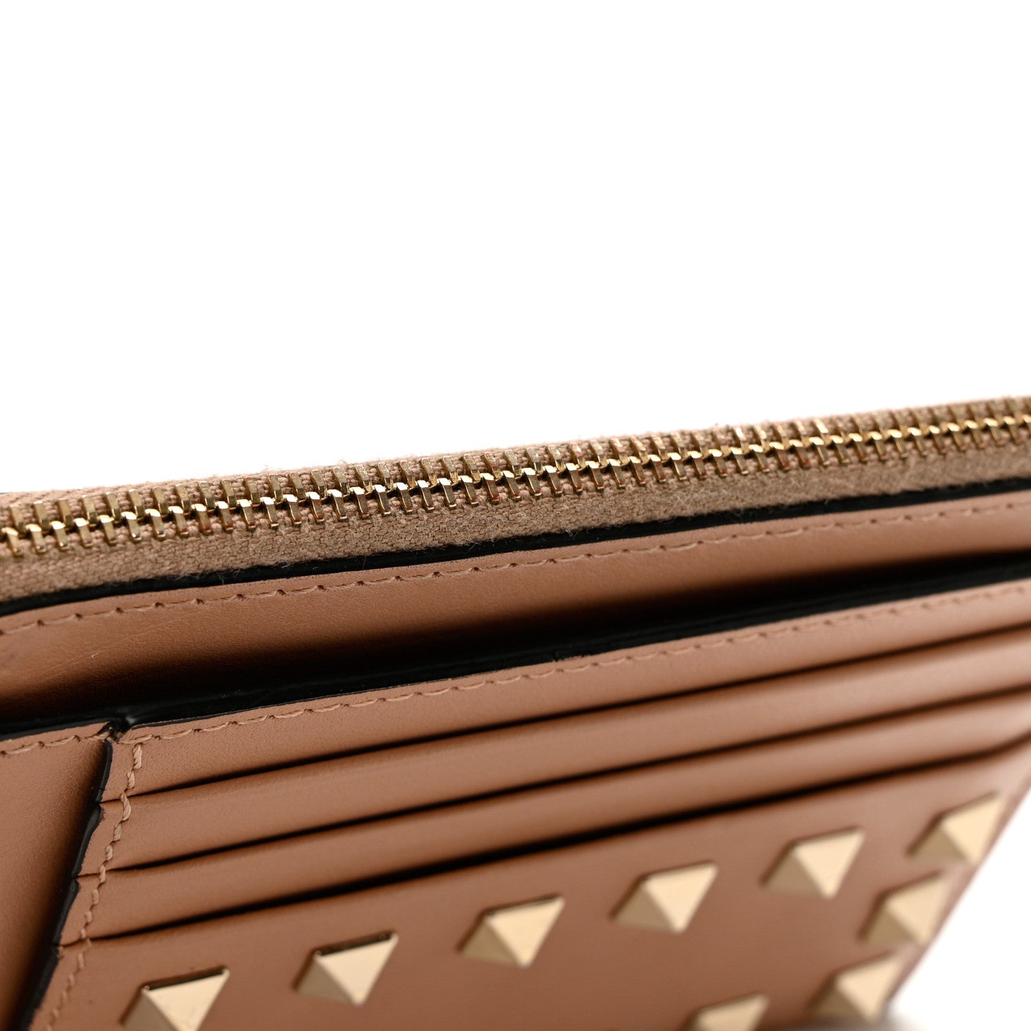 Valentino Garavani Calfskin Rockstud Coin Case Card Holder Soft Noisette 7 of 7