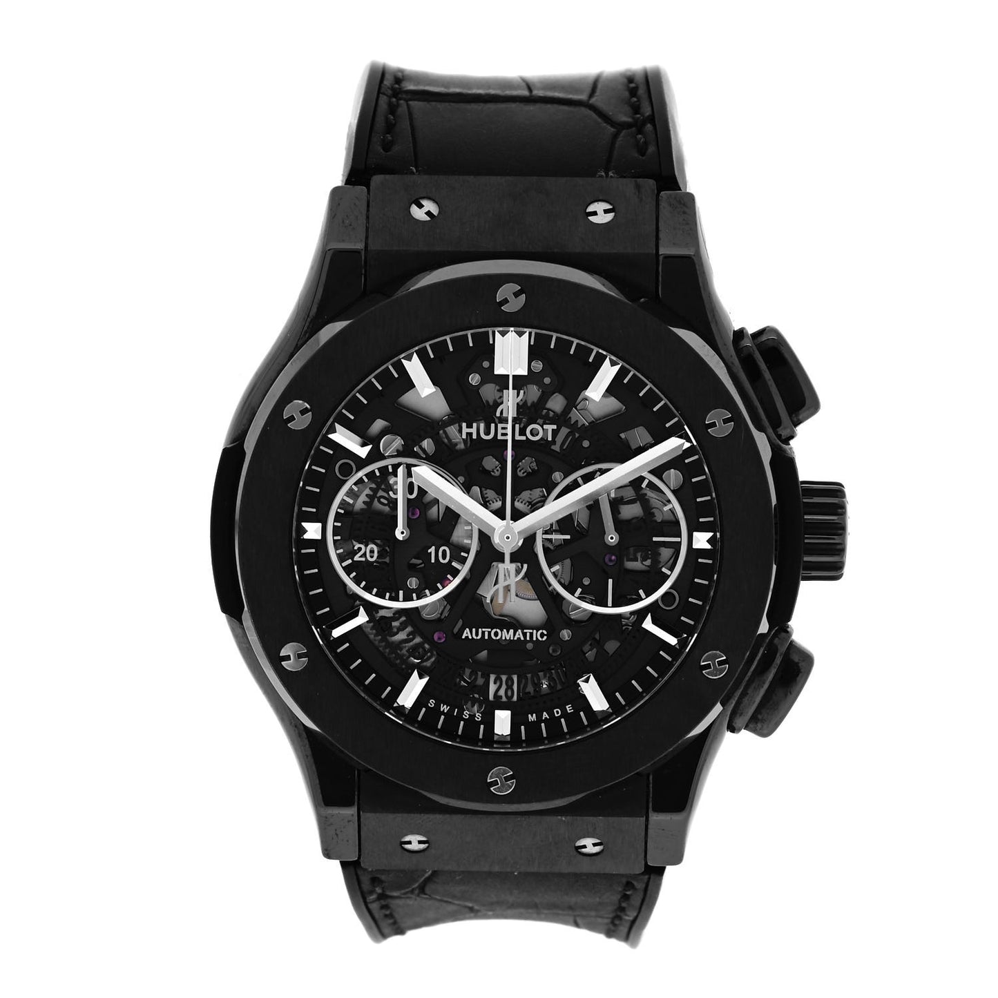 Titanium Ceramic Alligator 45mm Classic Fusion Aerofusion Chronograph Automatic Watch Black 525.CM.0170.RX
