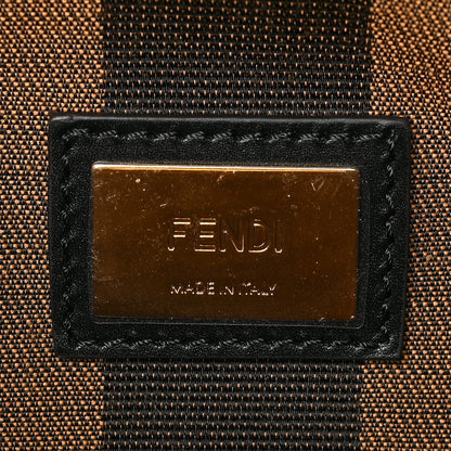 Fendi Vitello Morgan Fabric Jacquard Pequin Medium Peekaboo Iconic Satchel Black Tobacco 6 of 8