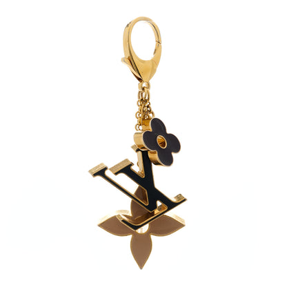 Louis Vuitton Metal Enamel Fleur De Monogram Bag Charm Dore 3 of 5