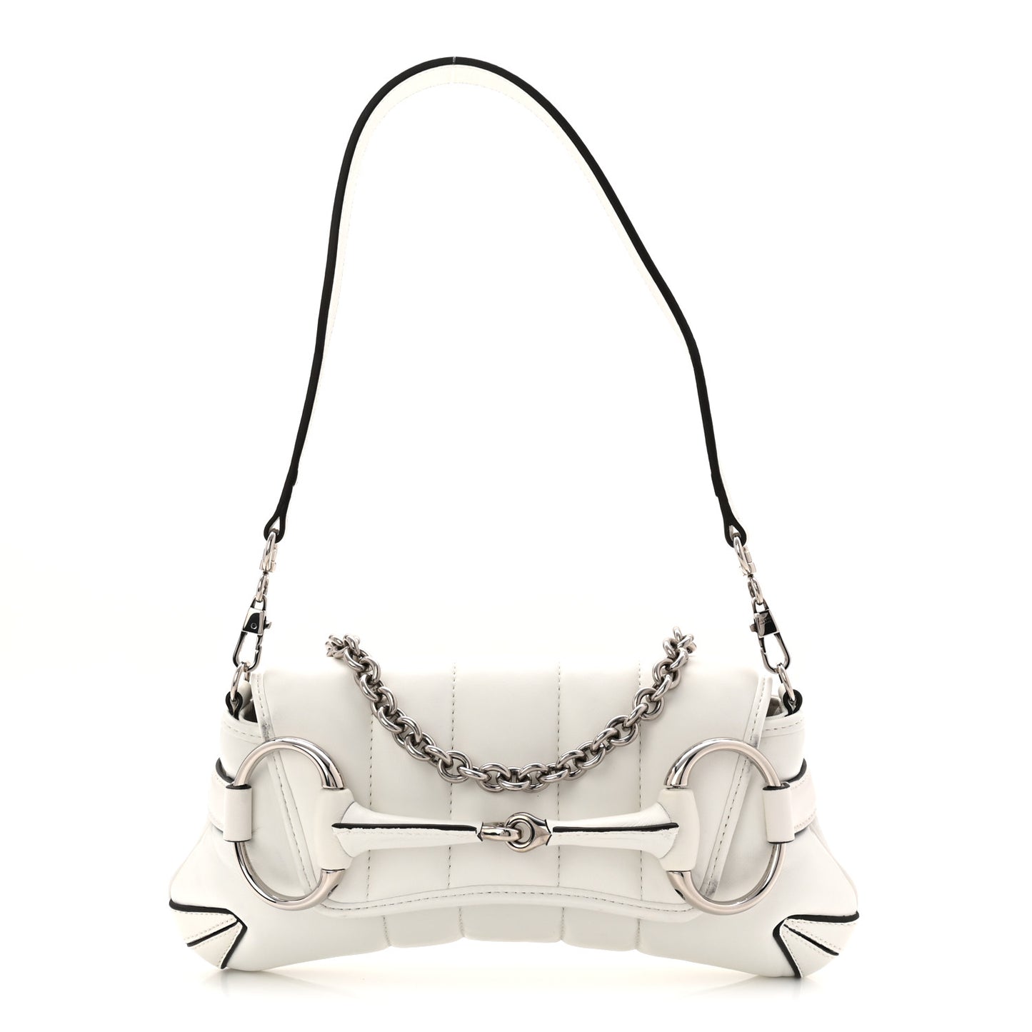 Nappa Vertical Matelasse Small Maxi Horsebit Chain Shoulder Bag Great White