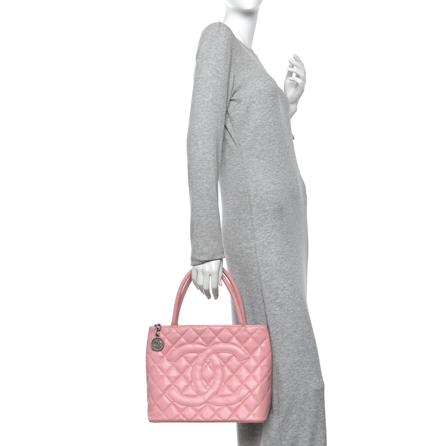 Chanel Caviar Medallion CC Tote Light Pink 2 of 13