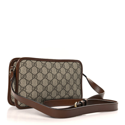 Gucci GG Supreme Monogram Azalea Calfskin Mini Retro Interlocking G Shoulder Bag Beige Ebony Brown Sugar 3 of 8