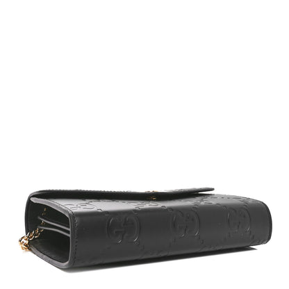 Gucci Calfskin GG Debossed Chain Wallet Black 4 of 10