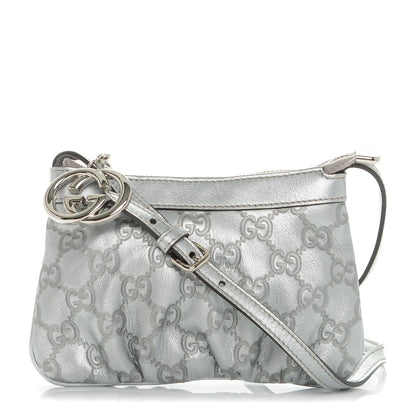Gucci Metallic Guccissima Small Crossbody Bag Silver 1 of 7