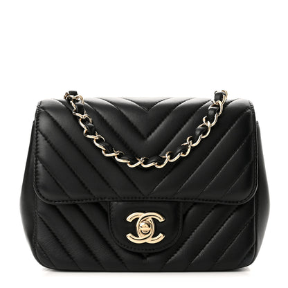 Chanel Lambskin Chevron Quilted Mini Square Flap Black 1 of 11