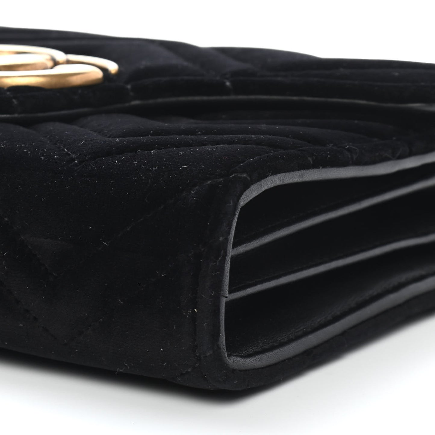 Velvet Matelasse GG Marmont Chain Wallet Black