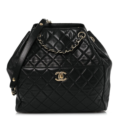 Chanel Lambskin Quilted Drawstring Bag Black 1 of 10