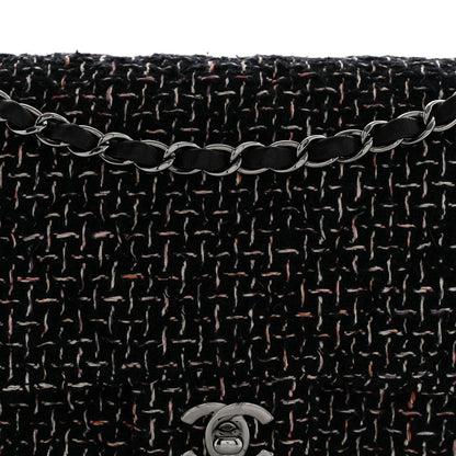 Chanel Tweed Quilted Medium Double Flap Black 8 of 11