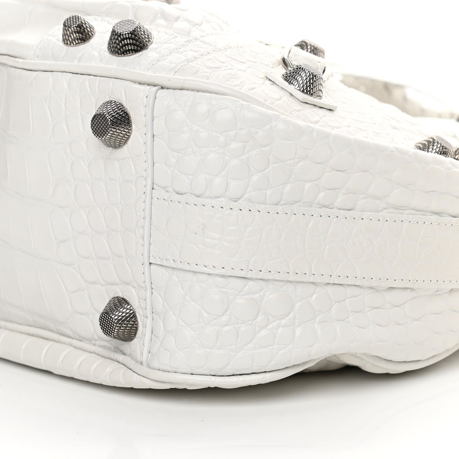 Balenciaga Extra Supple Calfskin Crocodile Embossed Medium Le Cagole Shoulder Bag White 10 of 13