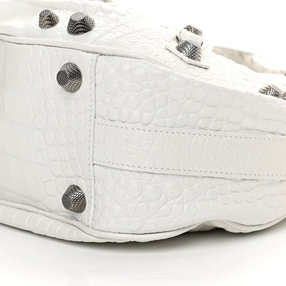 Balenciaga Extra Supple Calfskin Crocodile Embossed Medium Le Cagole Shoulder Bag White 10 of 13