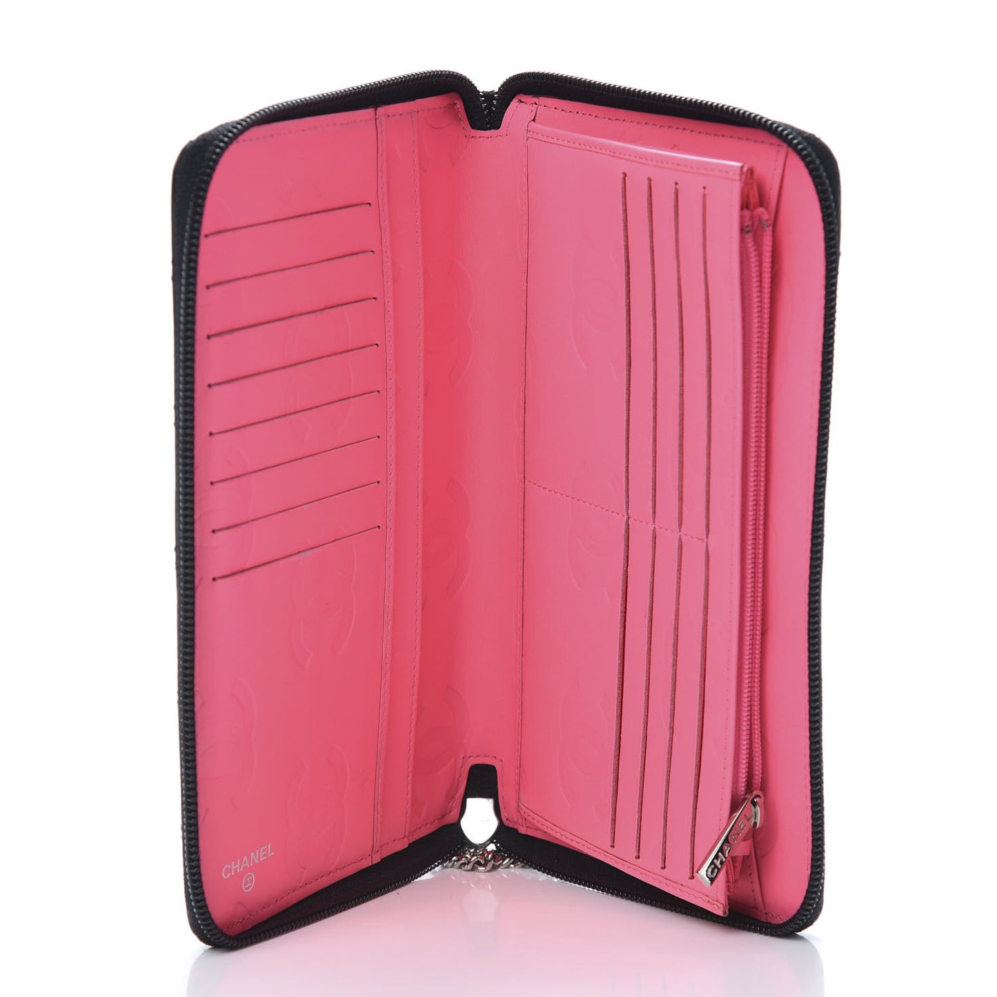 Calfskin Cambon Zip Around Organizer Wallet Black