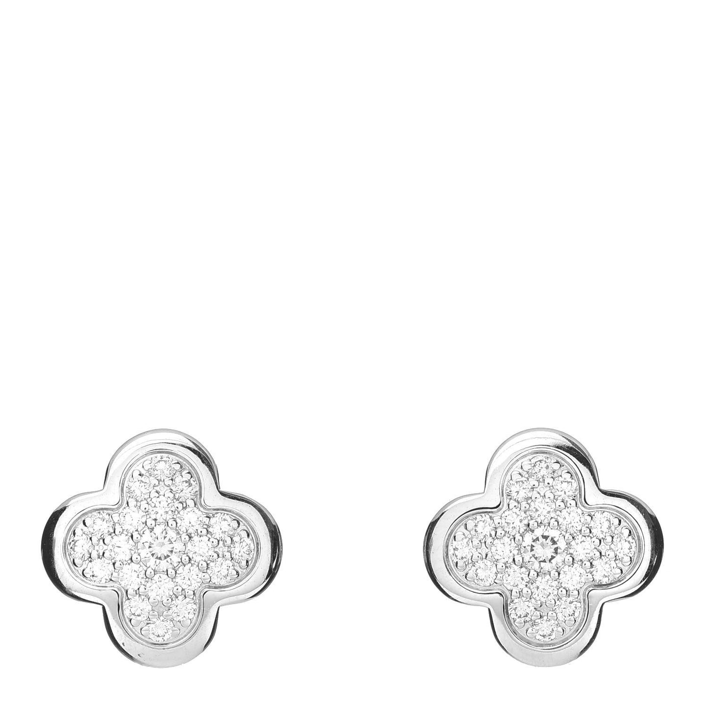 18K White Gold Diamond Pure Alhambra Earrings