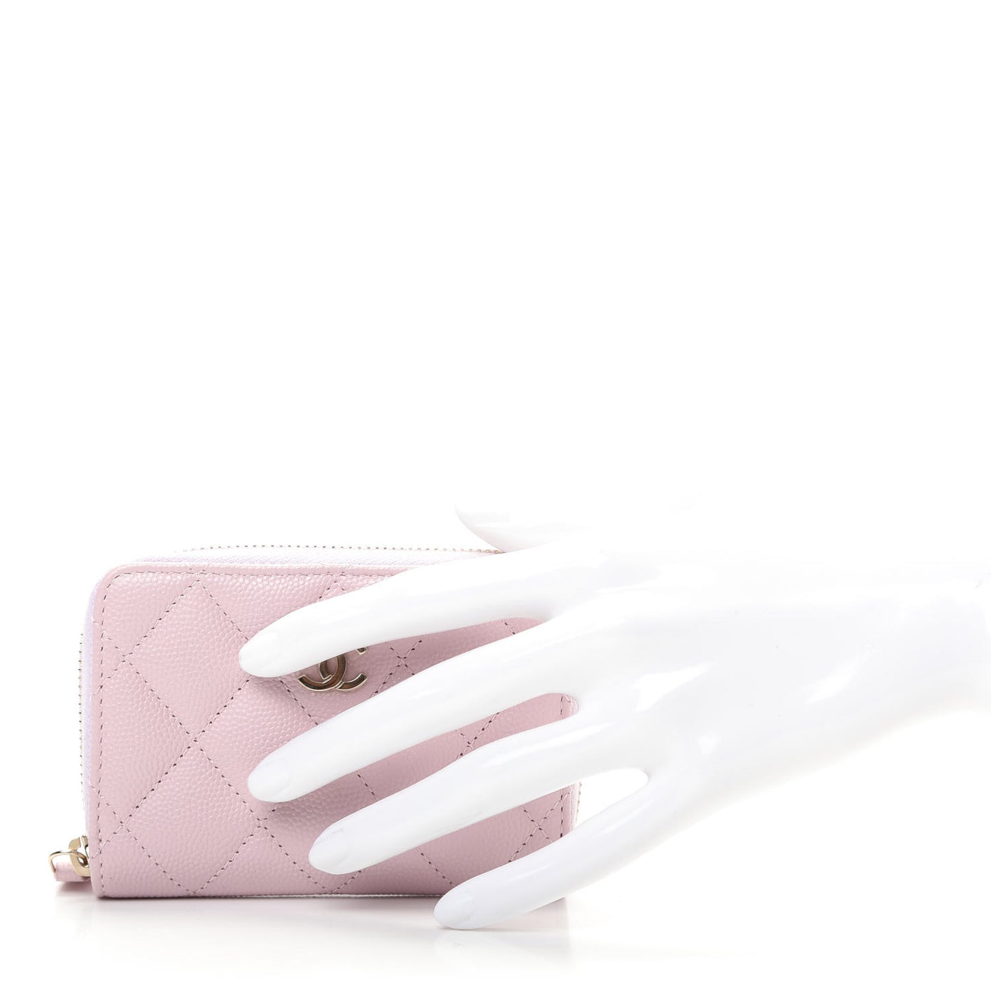 Caviar Quilted Zip Coin Purse Light Pink