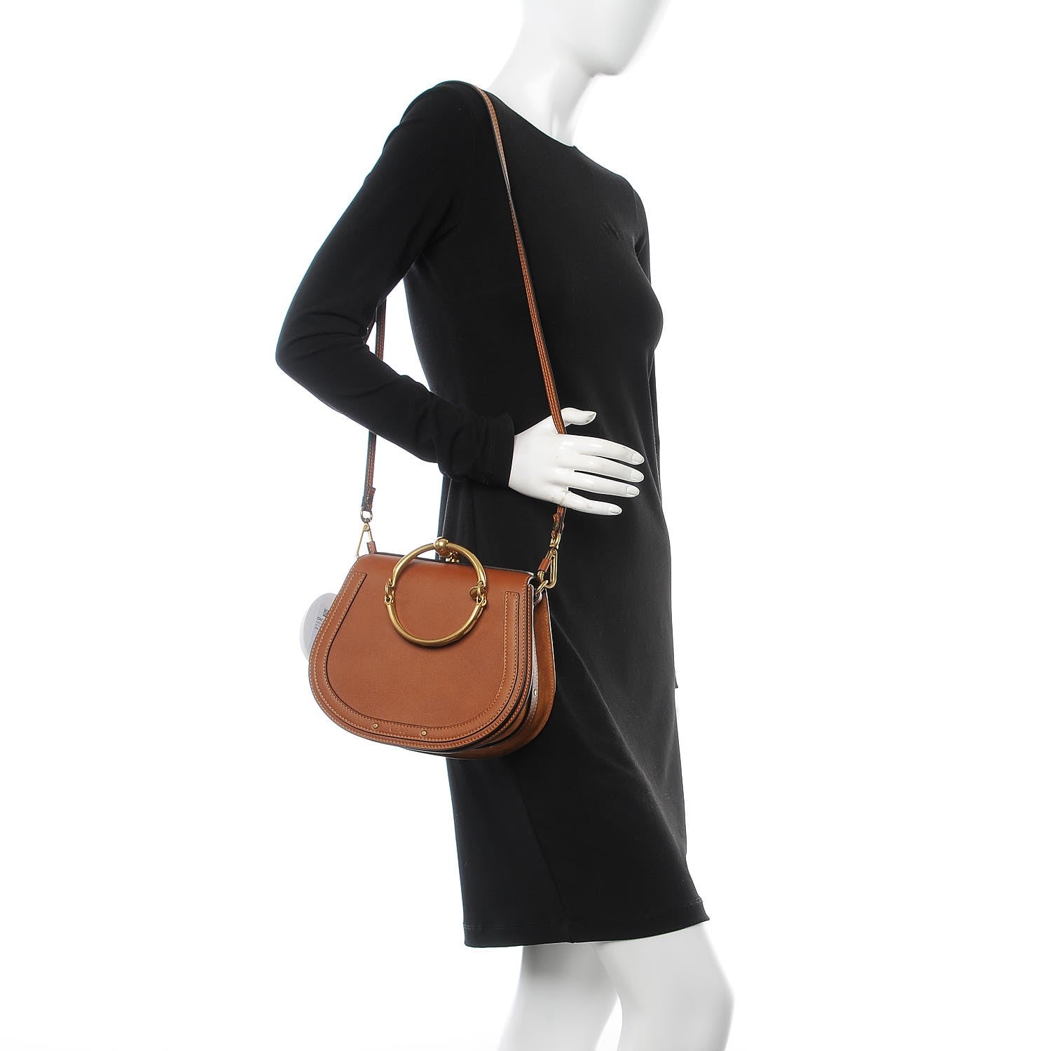 Chloe Calfskin Suede Medium Nile Bracelet Bag Caramel 2 of 7