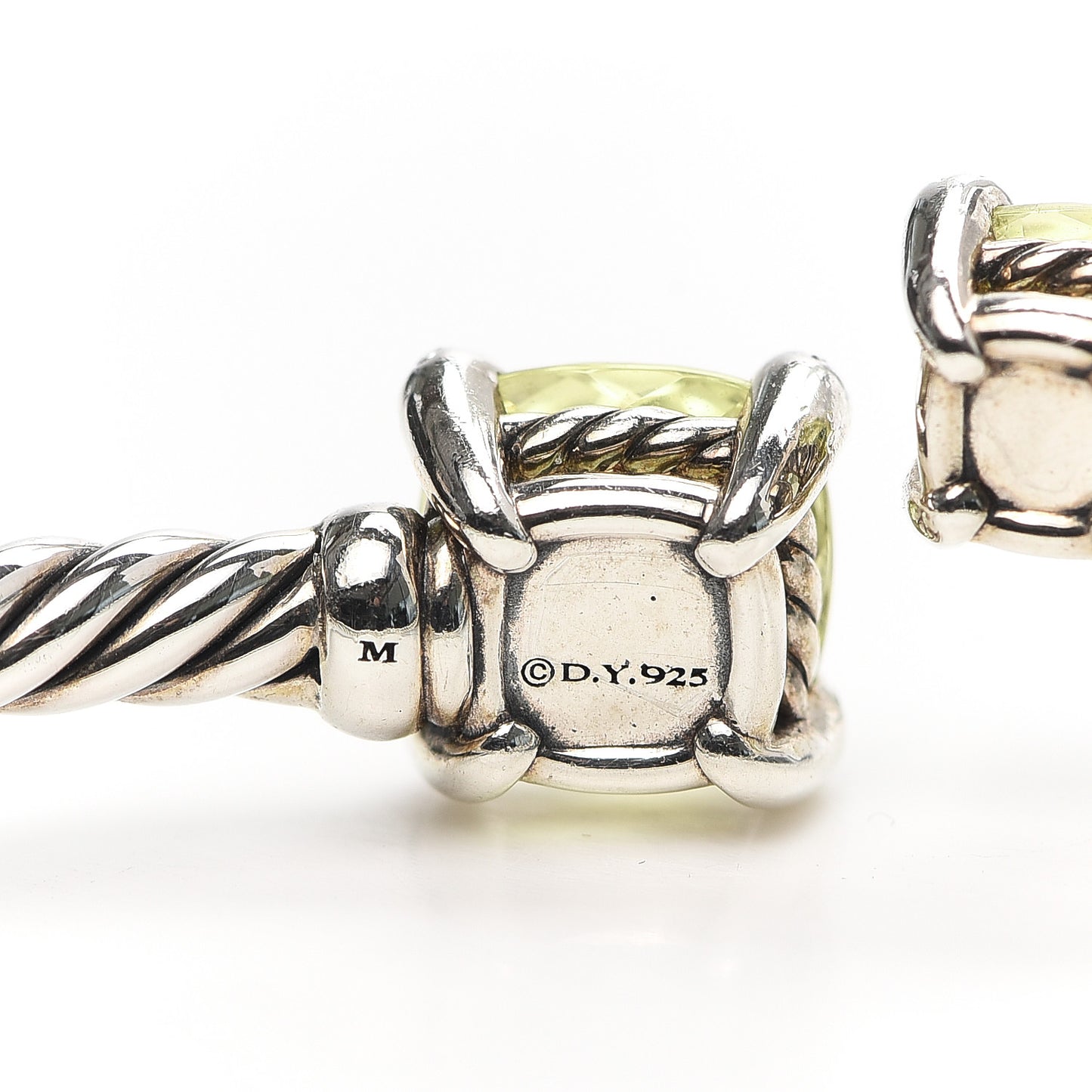 Sterling Silver Diamond Lemon Citrine 4mm Chatelaine Bypass Bracelet