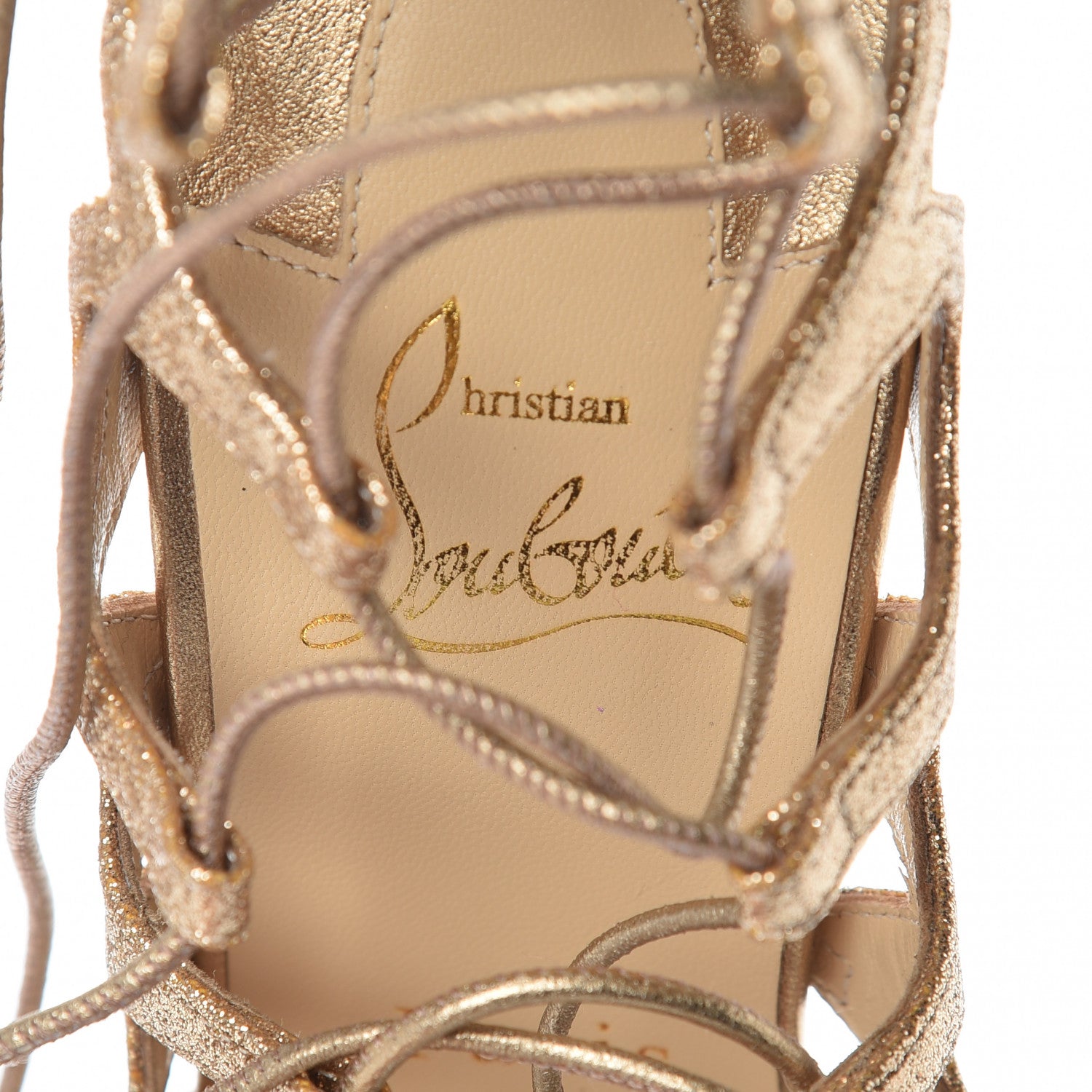 Christian Louboutin Nappa Glitter Mini Aqueduchesse 100 Cage Sandals 38 Poudre 5 of 9