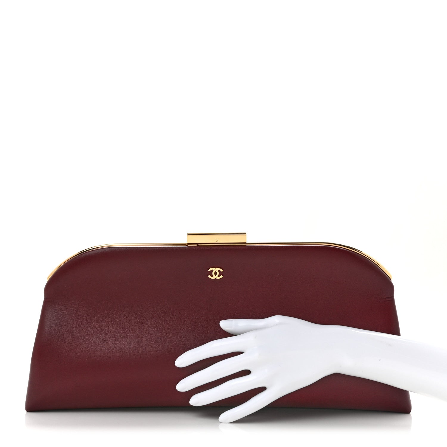 Chanel Lambskin Large Clutch Burgundy 2 of 9