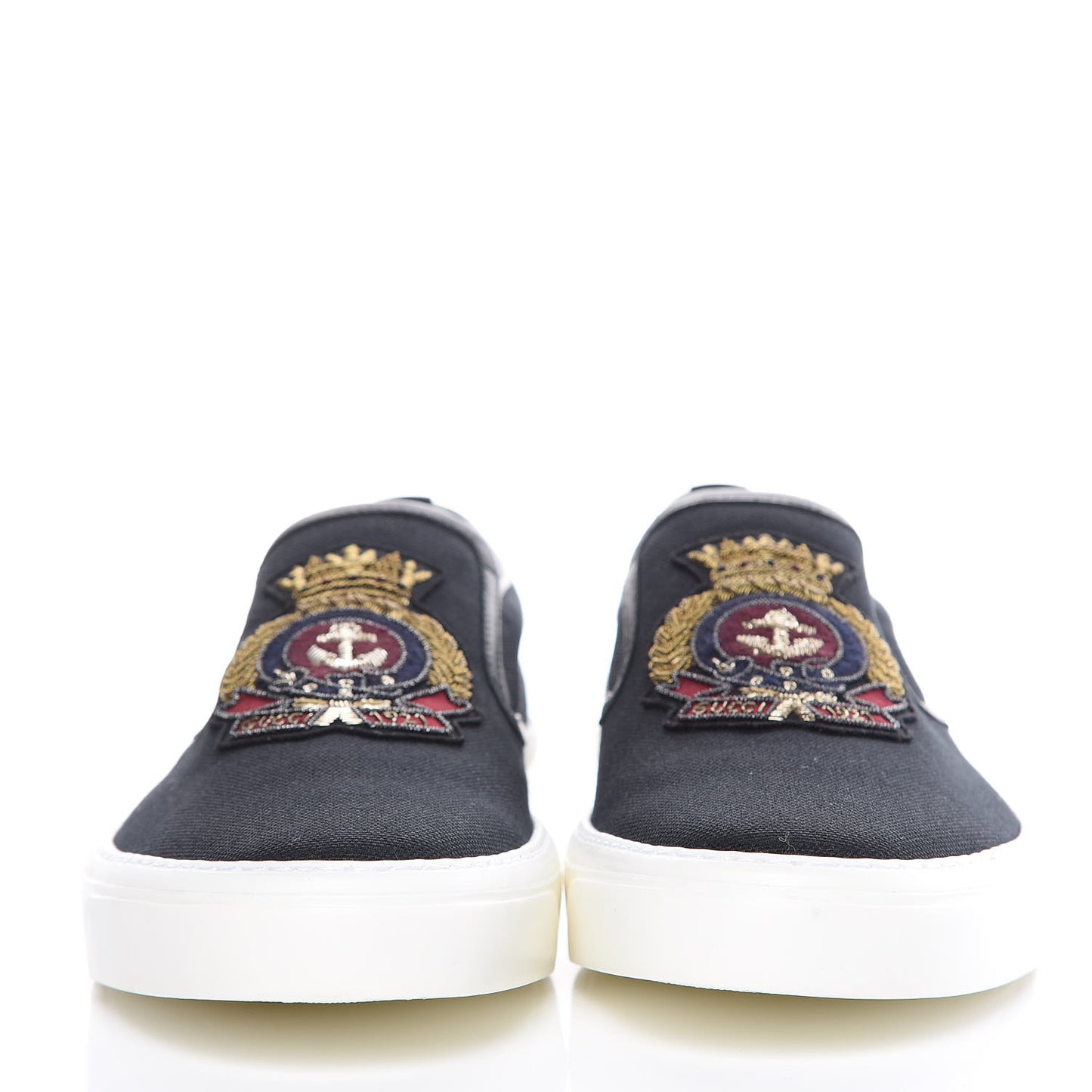Canvas Anchor Patch Mens Slip On Sneakers 8 Navy