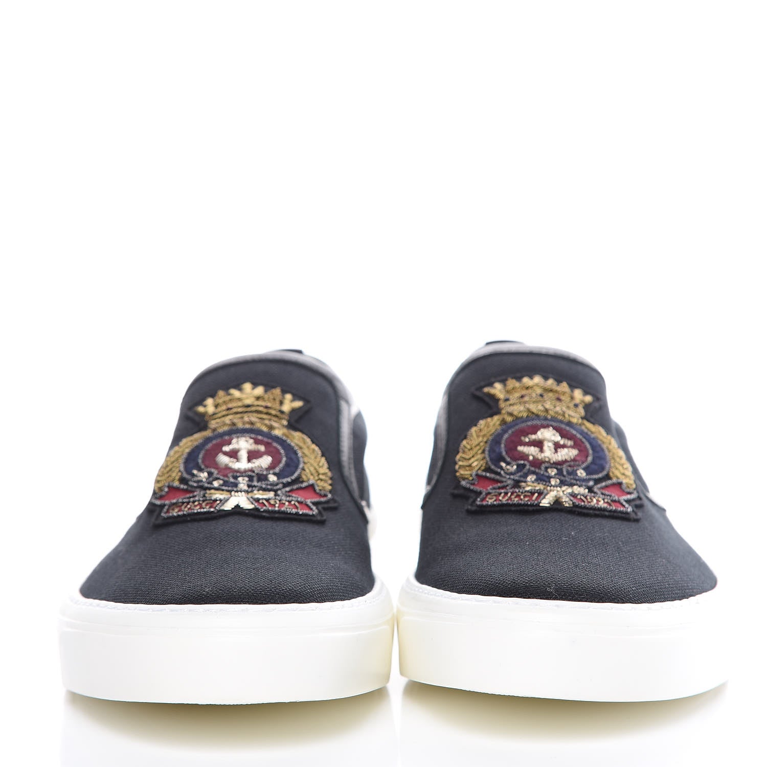 Gucci Canvas Anchor Patch Mens Slip On Sneakers 8 Navy 2 of 11
