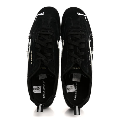 Balenciaga X PUMA Suede Mens Distressed Speedcat Sneakers 44 Black White 2 of 10