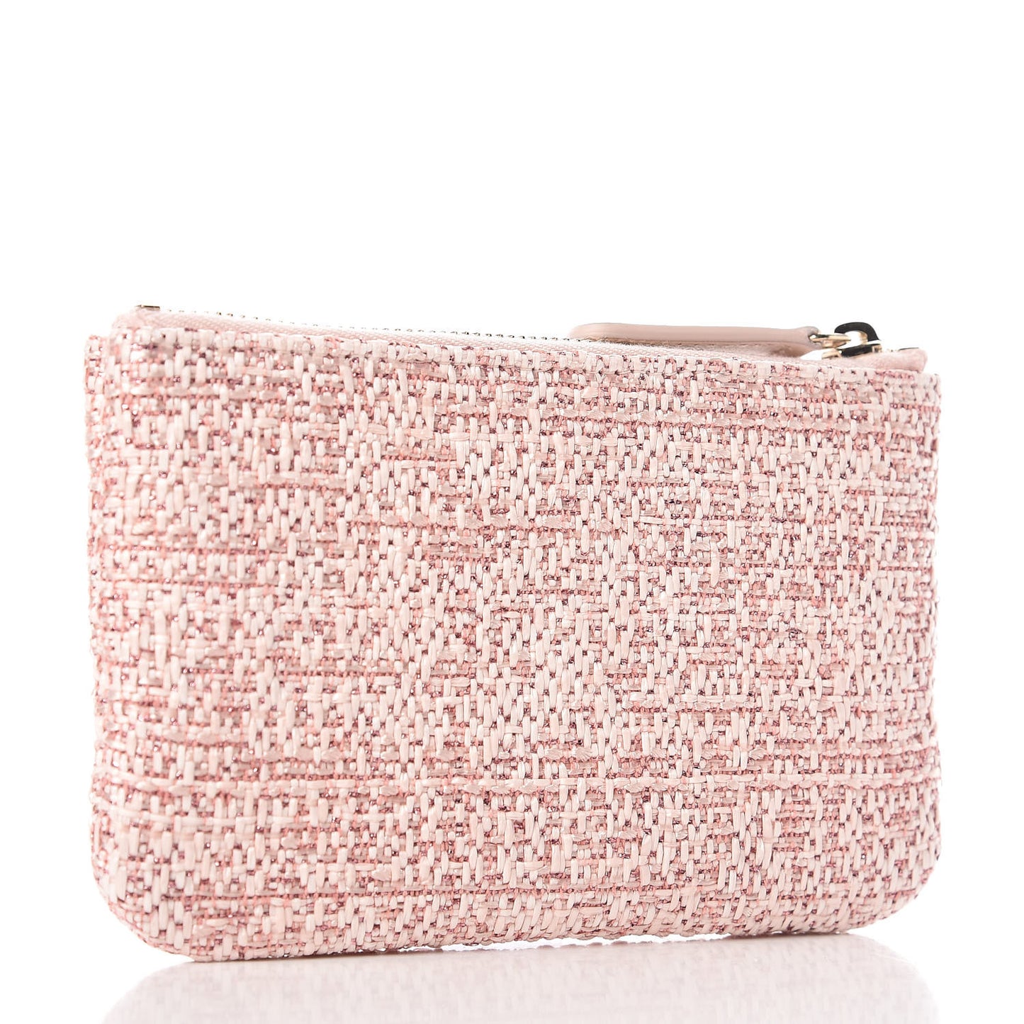 Woven Straw Raffia Deauville Cosmetic Pouch Pink
