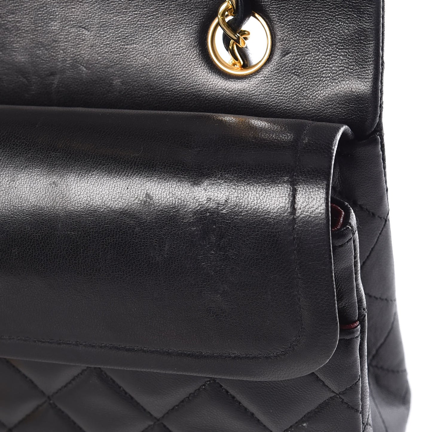 Lambskin Quilted Medium Double Flap Black