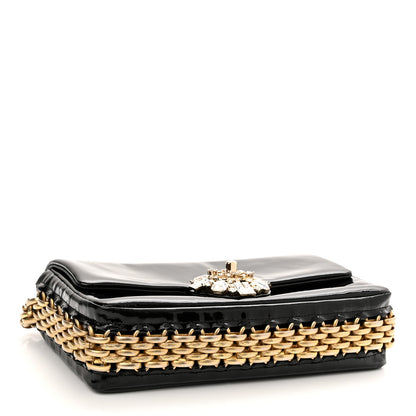 Chanel Patent Baguette Crystal CC Flap Bag Black 4 of 11