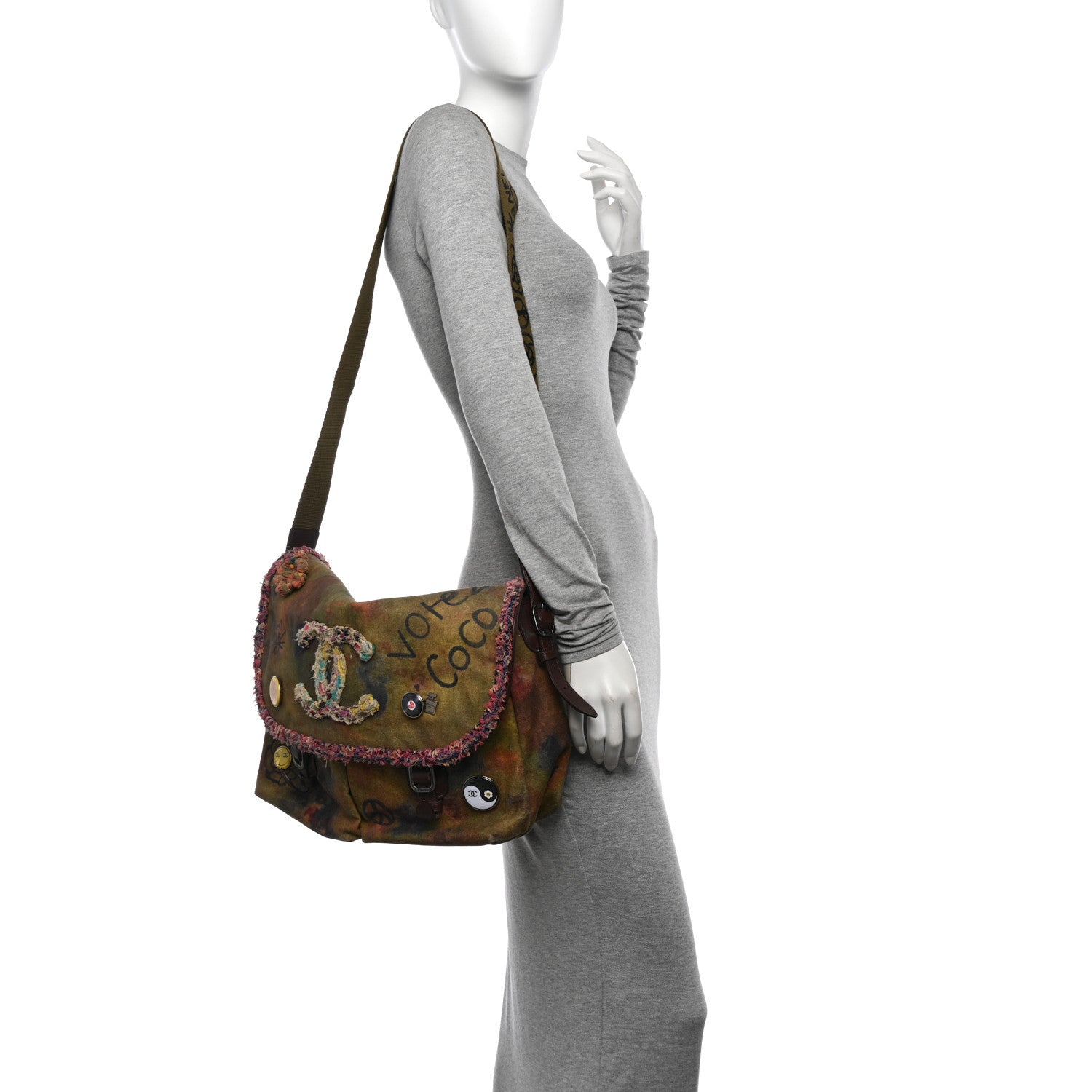 Chanel Washed Toile Large Graffiti On The Pavements Messenger Khaki Multicolor 2 of 12