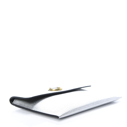 Burberry Metallic Goatskin Pendleton D-Ring Clutch Silver 4 of 8