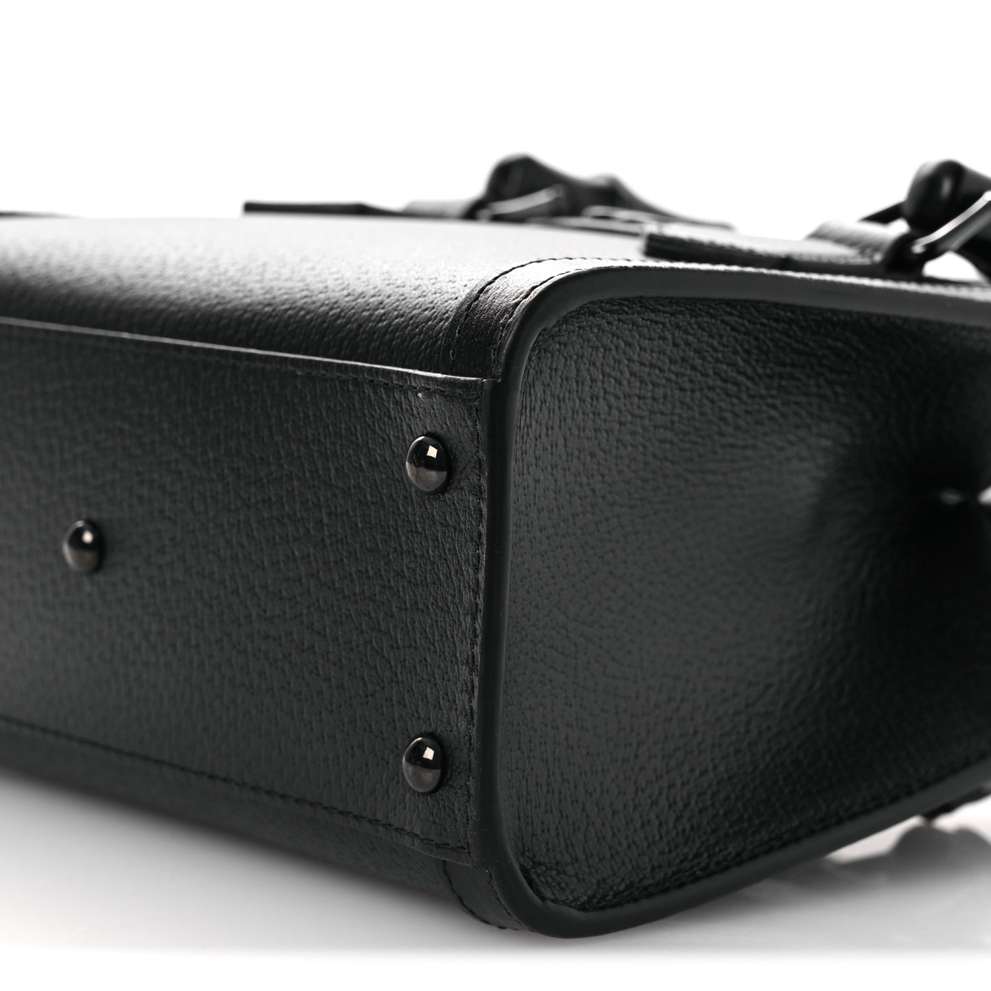 Textured Dollar Calfskin Web Monochrome Mini Diana Tote Bag Black