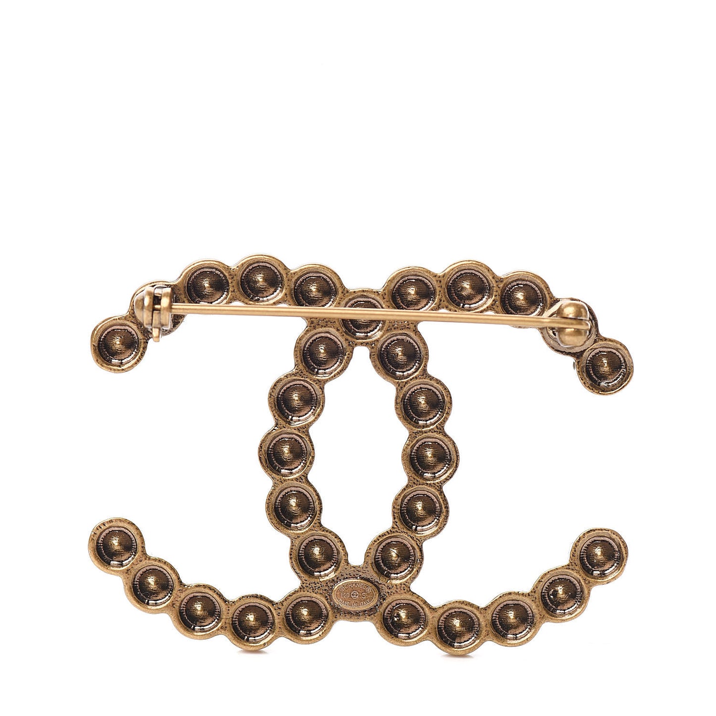 Crystal Large CC Brooch Gold