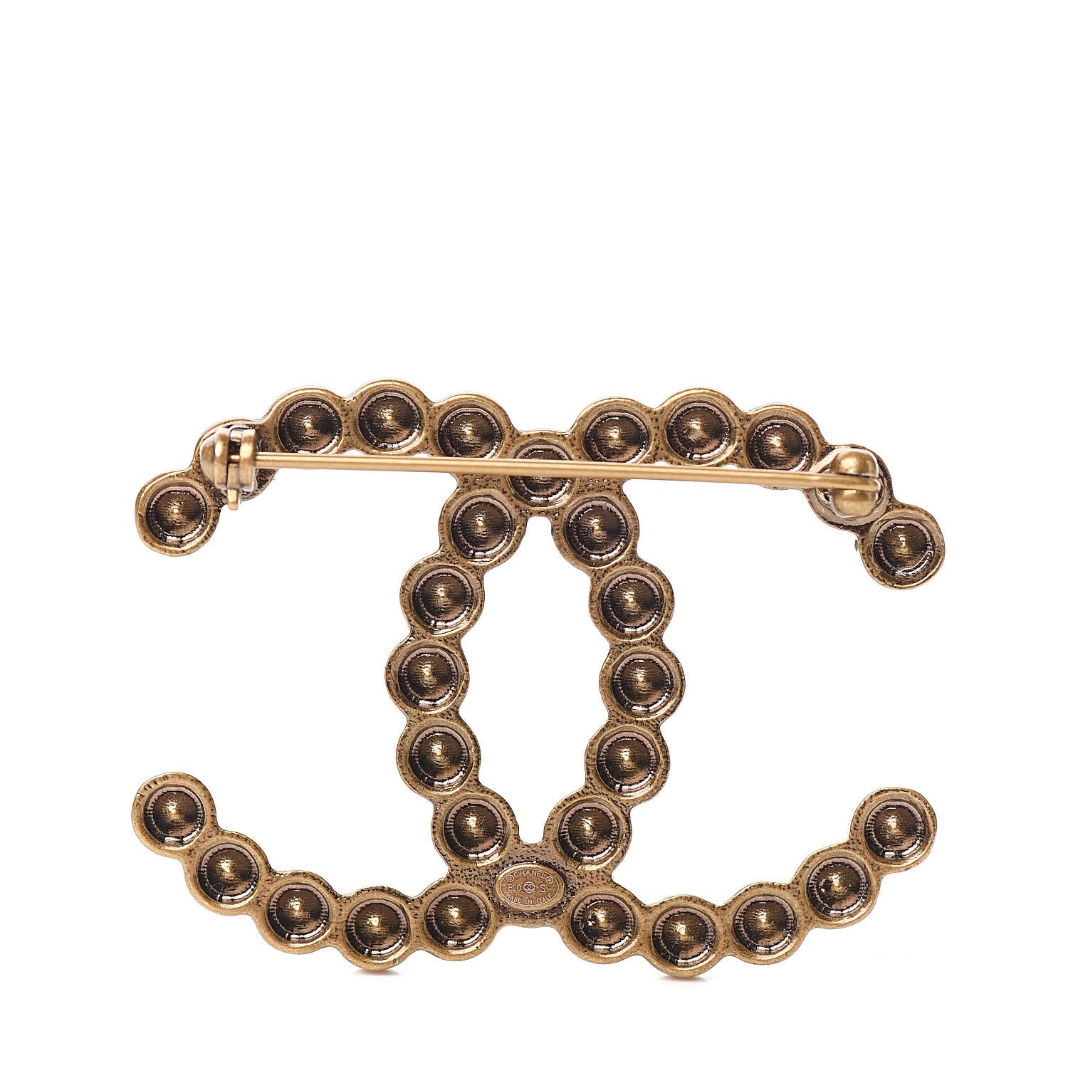 Chanel Crystal Large CC Brooch Gold 3 of 5