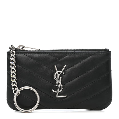 Saint Laurent Calfskin Matelasse Monogram Key Pouch Black 1 of 9