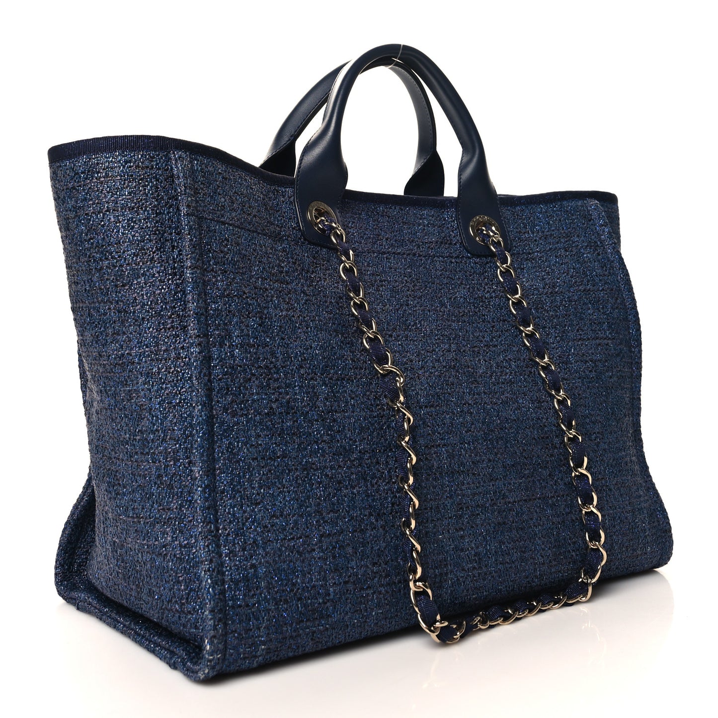 Lurex Boucle Medium Deauville Tote Blue