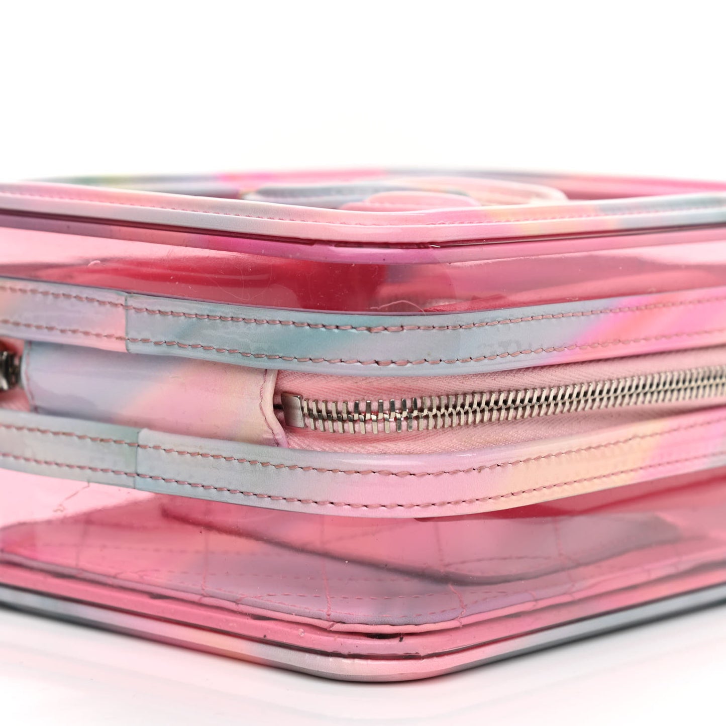 PVC Patent Calfskin Patent Lambskin Vertical Vanity Case Pink